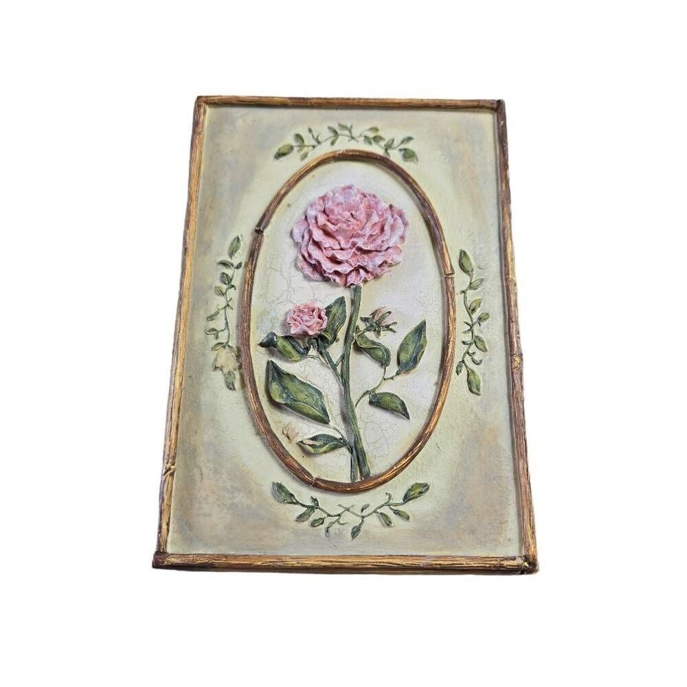 Antique Rose plaque Decor 6.5x4.5